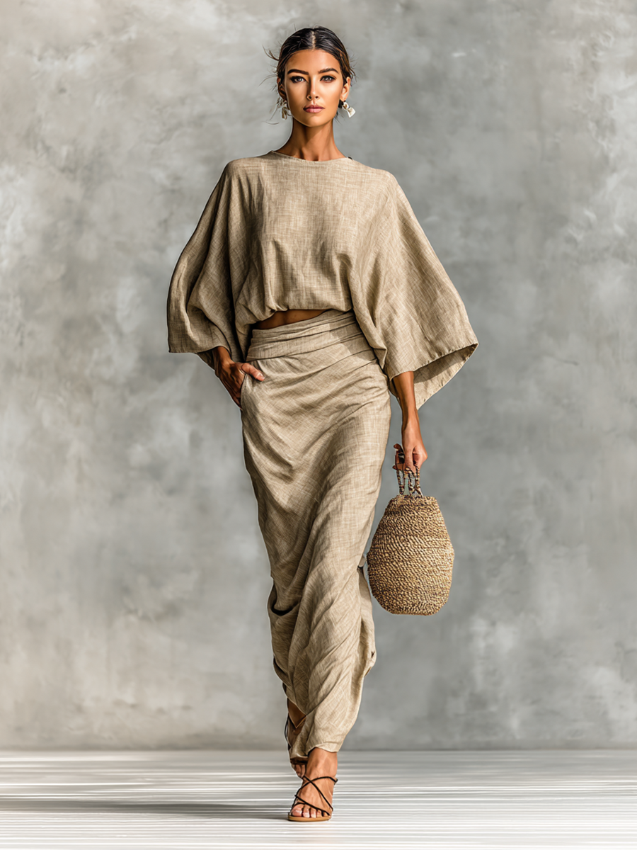 Victoria | Elegant linen set with long skirt