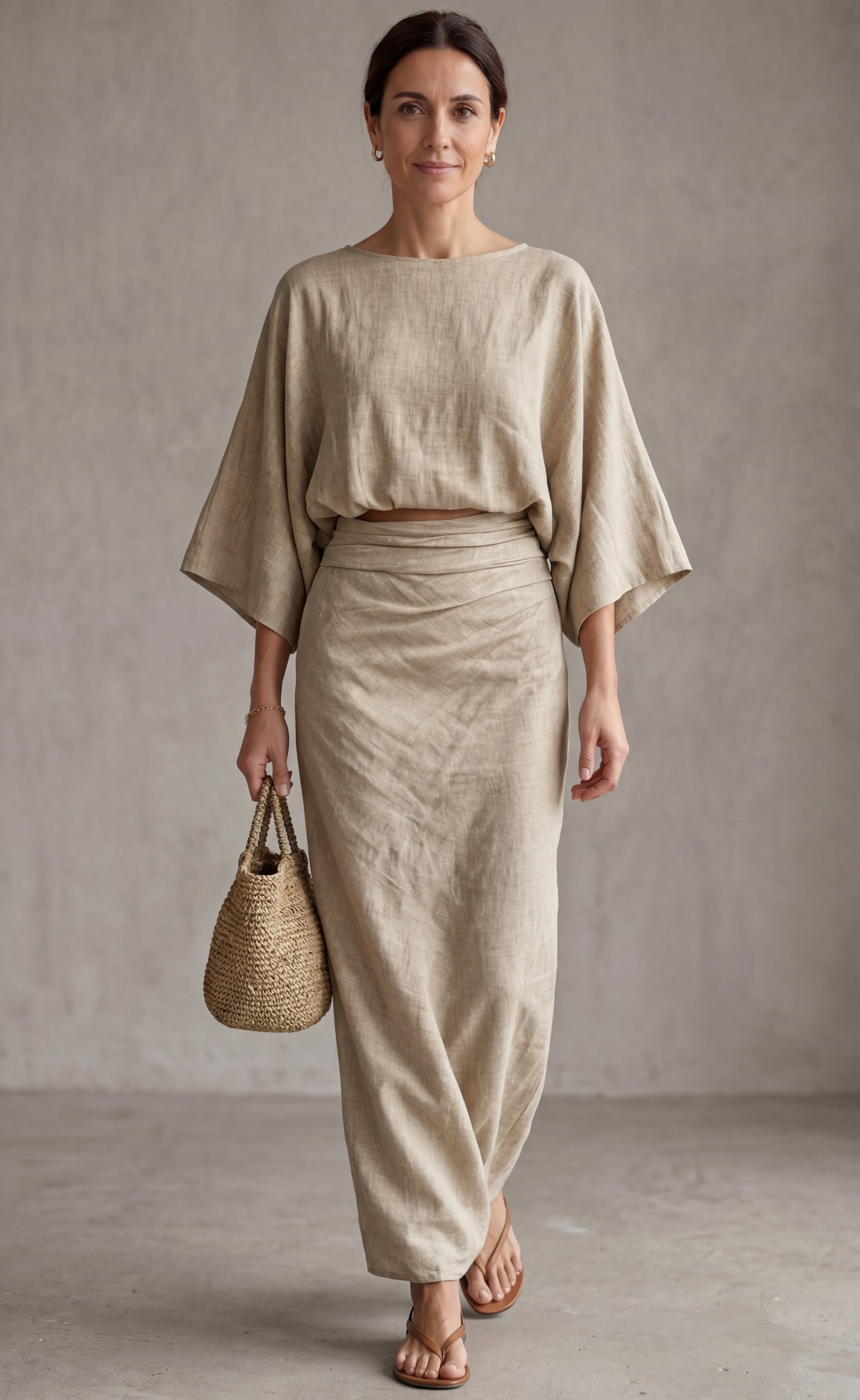 Victoria | Elegant linen set with long skirt