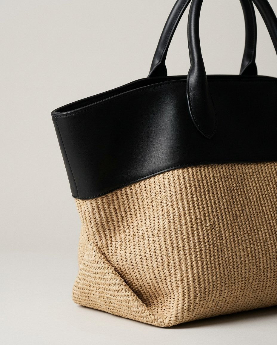 La Bolsa Tote Tejida a Rayas