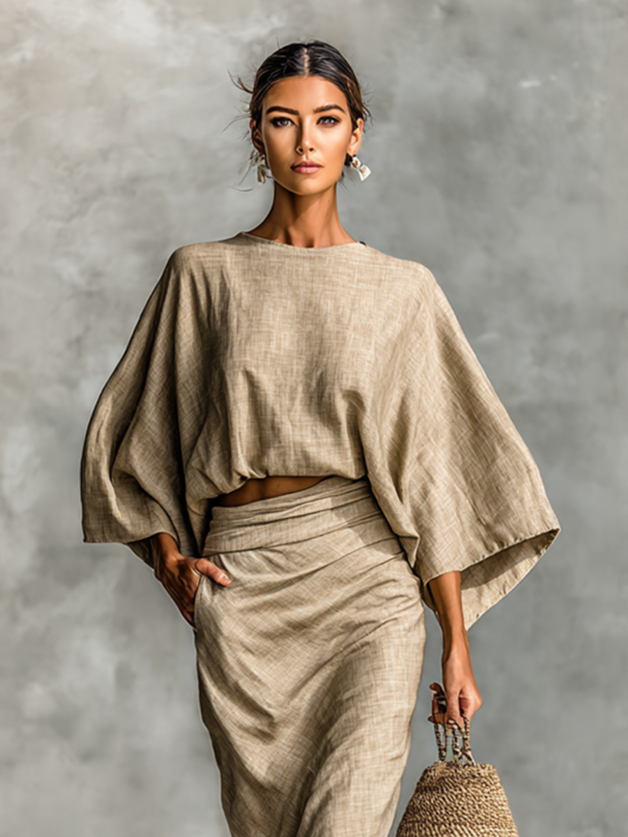 Victoria | Elegant linen set with long skirt