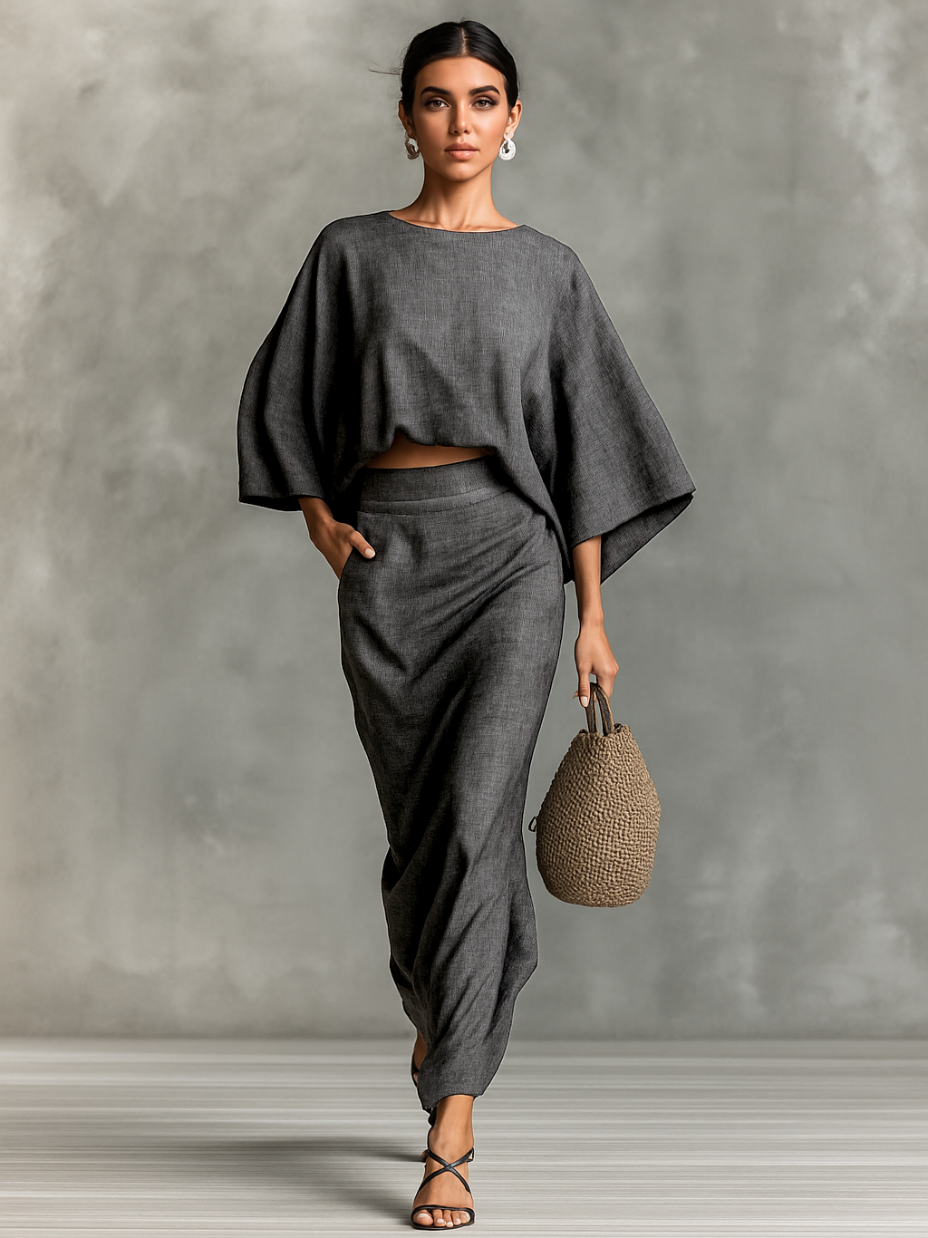 Victoria | Elegant linen set with long skirt
