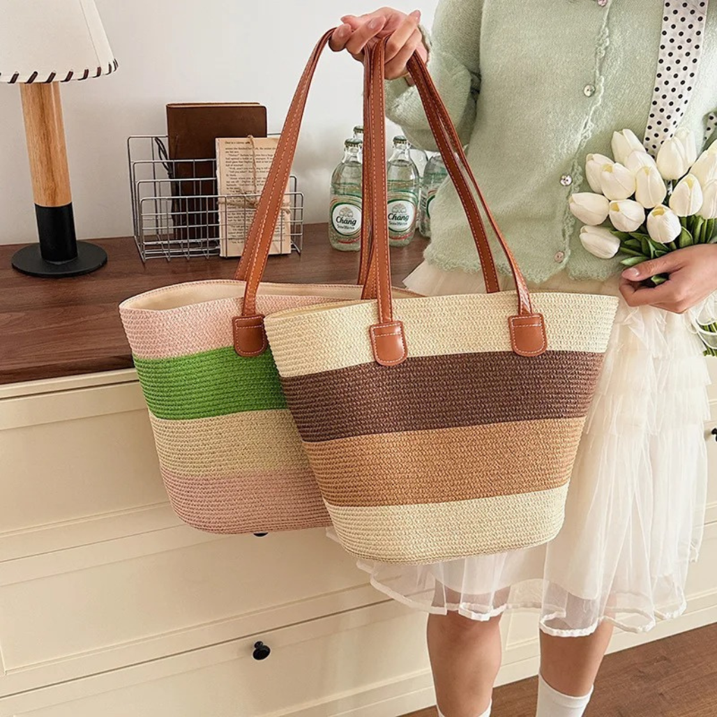 Cora™ | La Colorida Tote de Paja Tejida