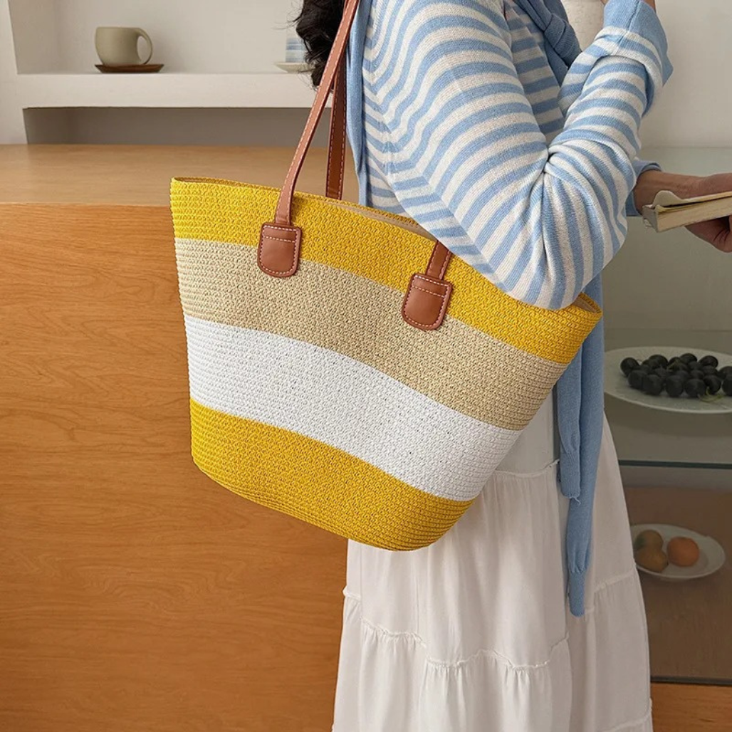 Cora™ | La Colorida Tote de Paja Tejida