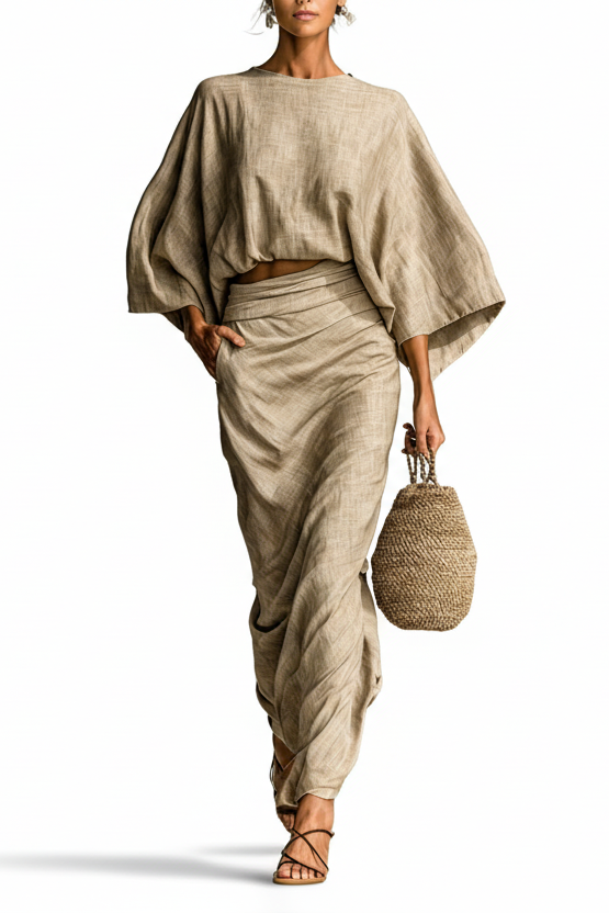 Victoria | Elegant linen set with long skirt