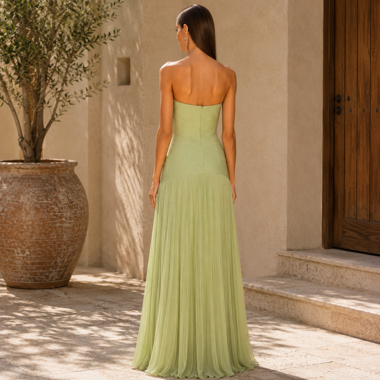 Vestido con diseño de hombros al descubierto