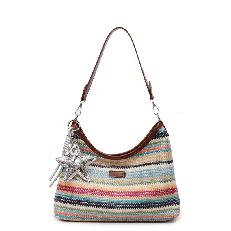 El Bolso de Hombro Boho a Rayas
