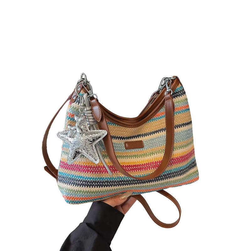El Bolso de Hombro Boho a Rayas