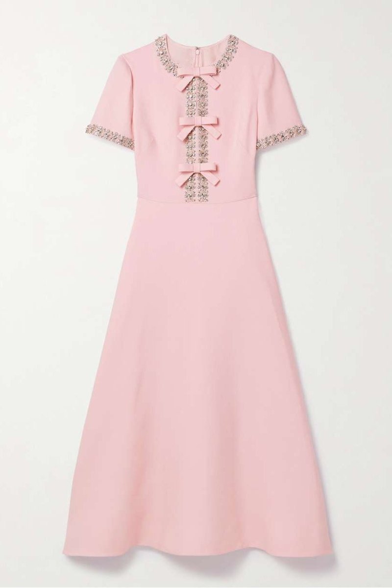 Robe midi de satén con nudo y adornos de cristal